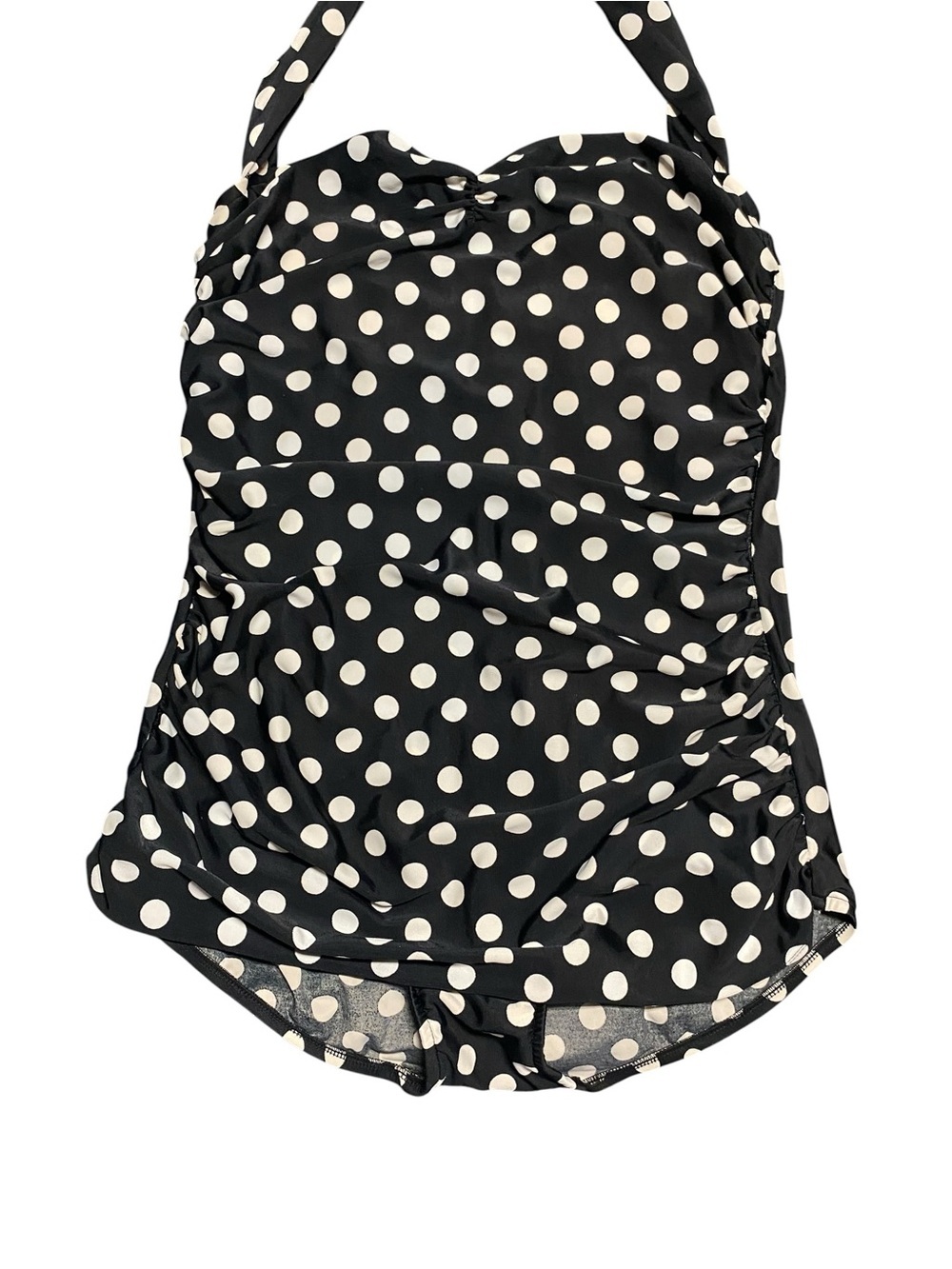 Vintage 50's Retro Black White Polka Dot retro pin up Bathing Suit One Piece - Picture 10 of 12